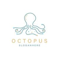 Octopus inktvis inktvis tentakels logo ontwerp sjabloon monoline stijl vector