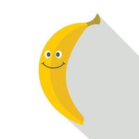 glimlachen banaan icoon, vlak stijl vector