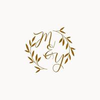 mijn eerste bruiloft monogram logo vector