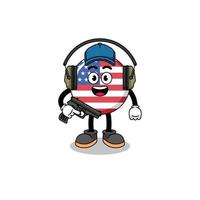 karakter mascotte van Verenigde staten vlag aan het doen het schieten reeks vector