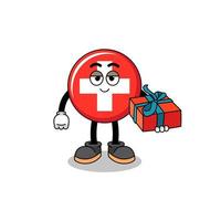 Zwitserland mascotte illustratie geven een geschenk vector