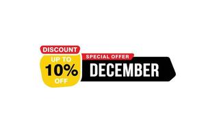 10 procent december korting bieden, opruiming, Promotie banier lay-out met sticker stijl. vector