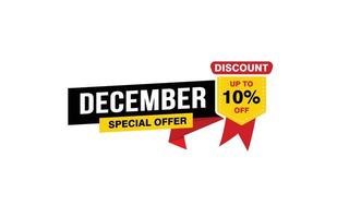 10 procent december korting bieden, opruiming, Promotie banier lay-out met sticker stijl. vector