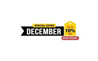 10 procent december korting bieden, opruiming, Promotie banier lay-out met sticker stijl. vector