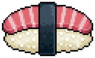 pixel kunst maguro nigiri met zeewier sushi Japans voedsel vector icoon voor 8 bit spel Aan wit achtergrond