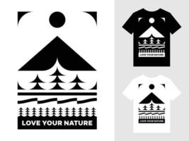 liefde uw natuur berg landschap logo t overhemd ontwerp vector