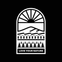 liefde uw natuur berg landschap logo insigne ontwerp vector