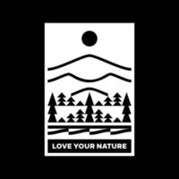 liefde uw natuur berg landschap logo insigne ontwerp vector