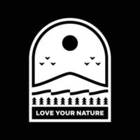 liefde uw natuur berg landschap logo insigne ontwerp vector