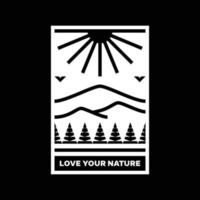 liefde uw natuur berg landschap logo insigne ontwerp vector