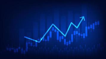 economie en financiën concept. financieel bedrijf investering statistieken met voorraad markt kandelaars en bar tabel Aan blauw achtergrond vector
