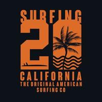 vector illustratie Aan de thema van surfing en surfen in Californië. aantal sport typografie, t-shirt grafiek, afdrukken, poster, banier, folder, ansichtkaart