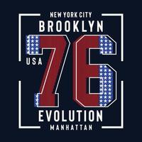 Brooklyn aantal met vlaggetje typografie ontwerp t-shirt vector