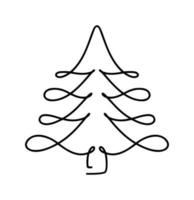 vector Kerstmis Spar boom monoline kunst. doorlopend een lijn tekening pijnboom. illustratie minimalistisch ontwerp voor Kerstmis en nieuw jaar type concept
