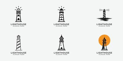 set van vuurtoren logo vector design