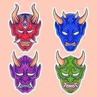 vector illustratie van een eng Japans demon masker