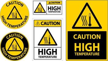 voorzichtigheid hoog temperatuur symbool en tekst veiligheid teken. vector