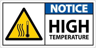 merk op hoog temperatuur symbool en tekst veiligheid teken. vector