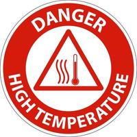 Gevaar hoog temperatuur symbool en tekst veiligheid teken. vector