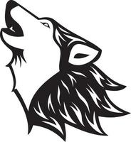 wolf hoofd illustratie logo ontwerp. wolf mascotte vector kunst. frontaal symmetrisch beeld van een wolf op zoek gevaarlijke.wolf gezicht