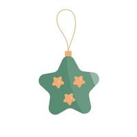 vector illustratie van een Kerstmis boom decoratie. hangende groen ster Aan de Kerstmis boom, versierd met klein oranje sterren. vector