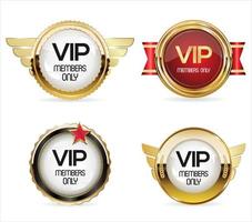 illustratie ontwerp uitnodigingen naar de vip partij gouden badges vector