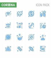 corona virus het voorkomen covid19 tips naar vermijden letsel 16 blauw icoon voor presentatie coronavirus uitrusting kiemen noodgeval long virale coronavirus 2019november ziekte vector ontwerp elementen