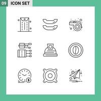 9 gebruiker koppel schets pak van modern tekens en symbolen van Koken helm acupunctuur bouw spa bewerkbare vector ontwerp elementen
