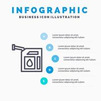 auto gas- benzine station lijn icoon met 5 stappen presentatie infographics achtergrond vector