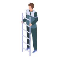elektricien Aan ladder icoon, isometrische stijl vector