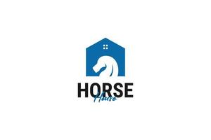 vlak paard huis logo ontwerp vector sjabloon illustratie