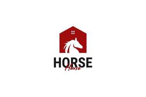 vlak paard huis logo ontwerp vector sjabloon illustratie