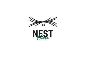 vlak nest huis logo ontwerp vector sjabloon illustratie