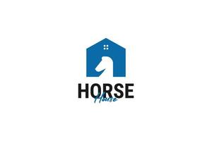 vlak paard huis logo ontwerp vector sjabloon illustratie