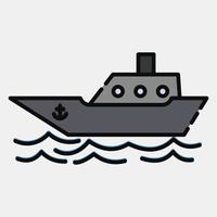 icoon schip. vervoer elementen. pictogrammen in gevulde lijn stijl. mooi zo voor afdrukken, affiches, logo, teken, advertentie, enz. vector