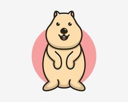 quokka Australisch dier portret schattig zoet grappig kind vriendelijk illustratie vector logo ontwerp