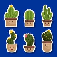 schattig cactus sticker reeks vector