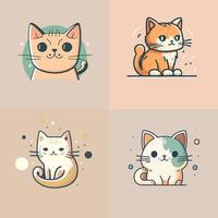 schattig kat hoofd tekenfilm logo verzameling logo reeks vector mascotte illustratie