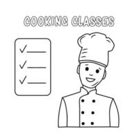 Koken klassen schets icoon. glimlachen chef vector illustratie.