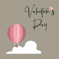 vector liefde ansichtkaart voor Valentijnsdag dag met roze ballon en wolken.