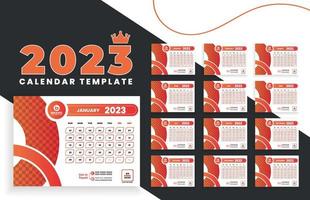 tafel bureau kalender ontwerp voor nieuw jaar 2023 met modern oranje helling kleur vector