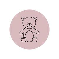 schattig teddy beer speelgoed- roze sticker. gemakkelijk vector illustratie in stijl schets Aan een roze achtergrond.