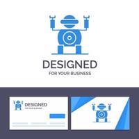 creatief bedrijf kaart en logo sjabloon robot technologie speelgoed- vector illustratie