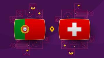 Portugal Zwitserland playoff ronde van 16 bij elkaar passen Amerikaans voetbal 2022. 2022 wereld Amerikaans voetbal kampioenschap bij elkaar passen versus teams intro sport achtergrond, kampioenschap wedstrijd poster, vector