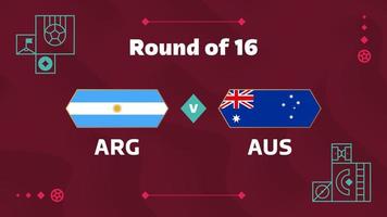 Argentinië vs Australië playoff ronde van 16 bij elkaar passen Amerikaans voetbal 2022. 2022 wereld Amerikaans voetbal kampioenschap bij elkaar passen versus teams intro sport achtergrond, kampioenschap wedstrijd poster, vector illustratie