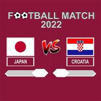 Japan vs Kroatië Amerikaans voetbal kop 2022 rood sjabloon achtergrond vector voor schema of resultaat bij elkaar passen ronde van 16