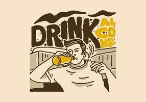 wijnoogst illustratie tekening van Mens drankjes alcohol vector