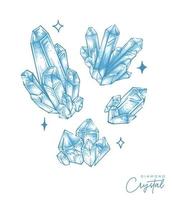 hand- getrokken diamant kristal Doorzichtig mineraal kwarts illustratie vector element ontwerp