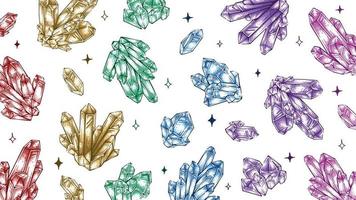 naadloos patroon van kleurrijk kristal kwarts verzameling hand- getrokken illustratie achtergrond vector gedetailleerd ontwerp