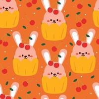 naadloos patroon tekenfilm konijn en voedsel karakter. schattig dier behang voor textiel, geschenk inpakken papier vector